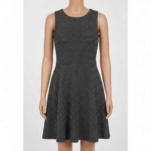 Merona Black White Polka Dot Fit & Flare Dress Sleeveless Textured Knit Small
